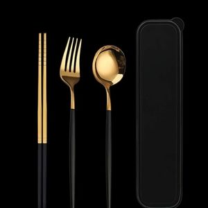 10ct Cutlery Three-Piece Stainless Steel Portable Spoon Fork Chopsticks Set NWT